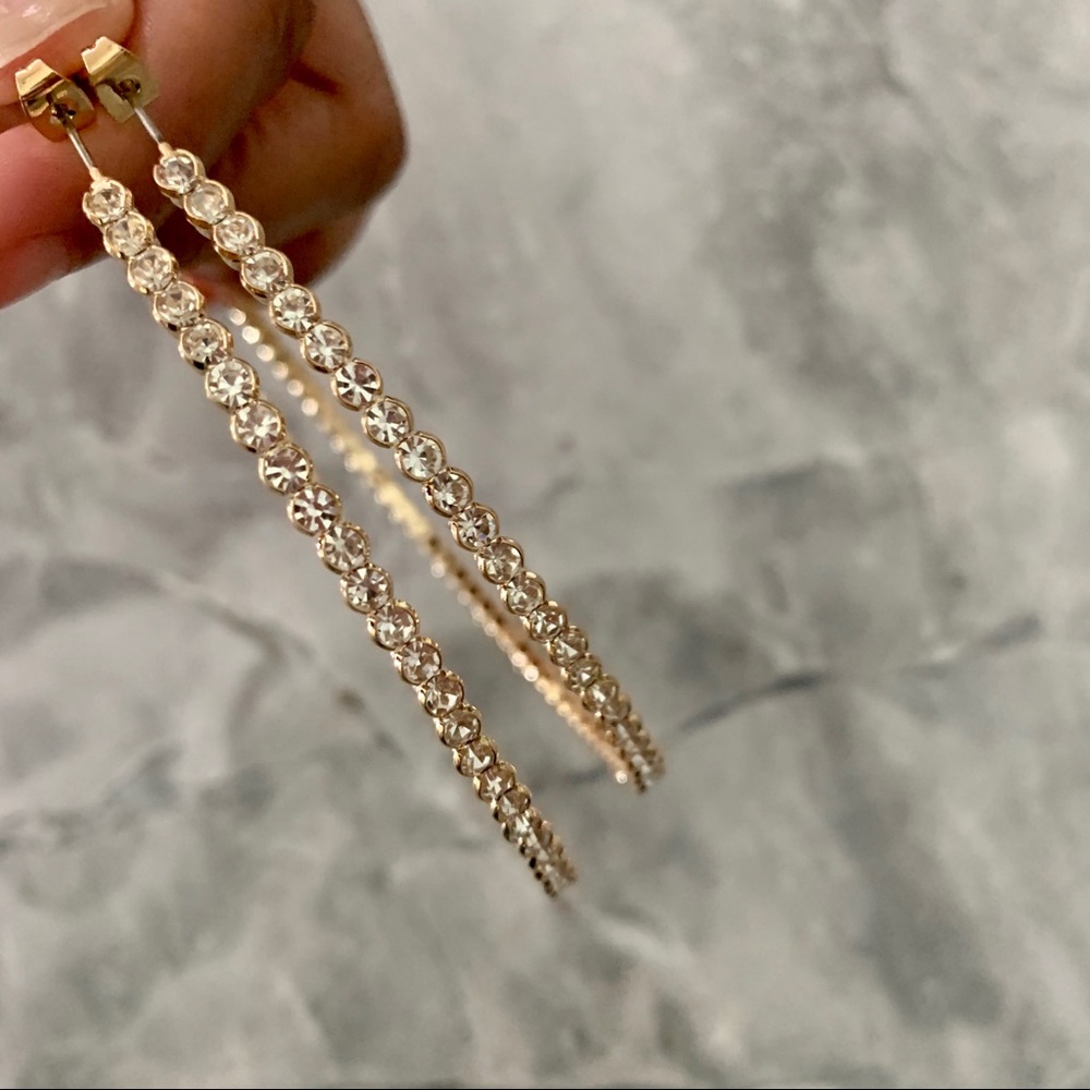 Extra Large Gold Crystal Hoop Earrings